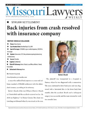Back injuries from crash resolved with insurance company