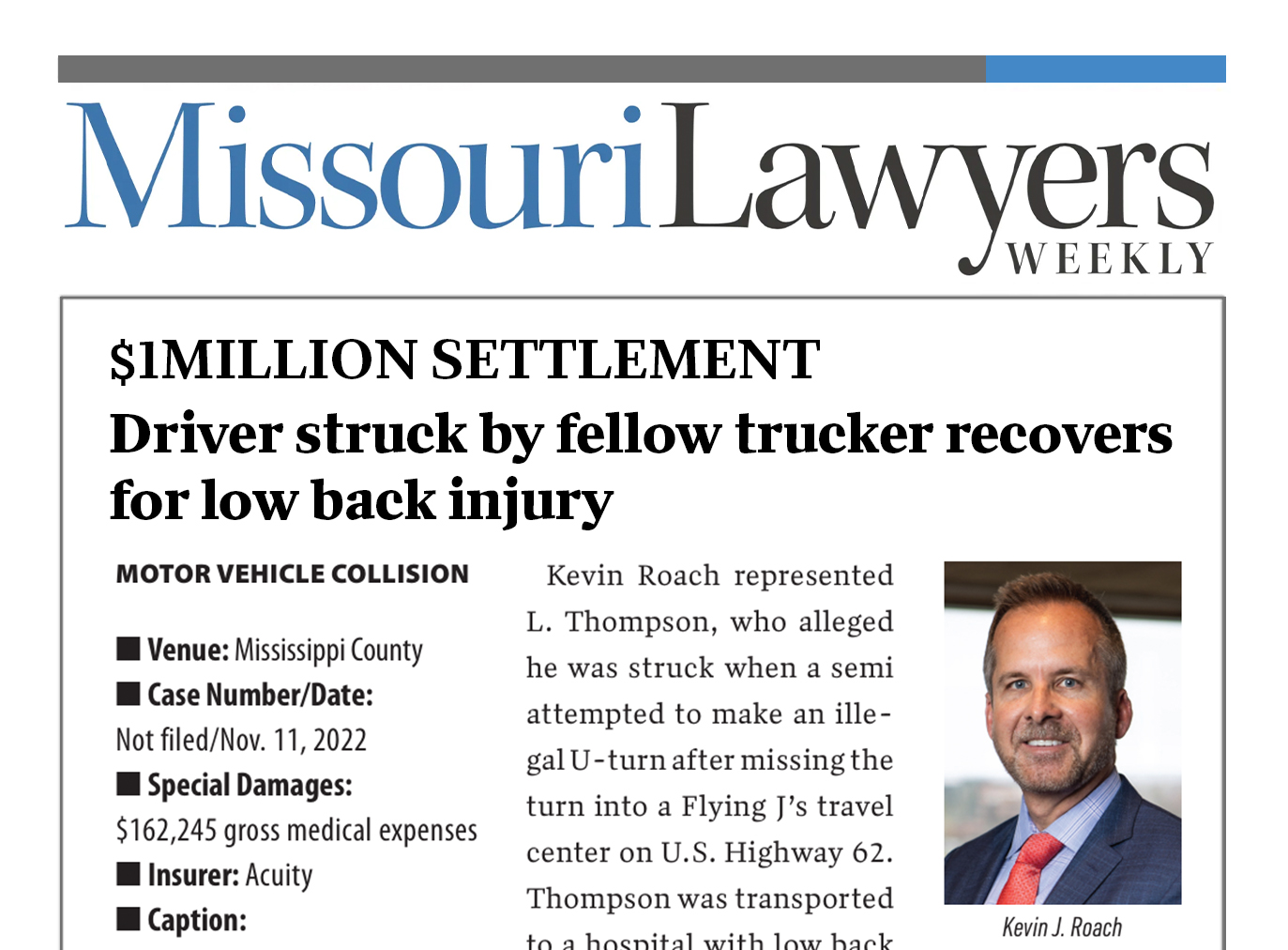 1 Million Settlement Driver Struck by Fellow Trucker Recovers For Low Back Injury