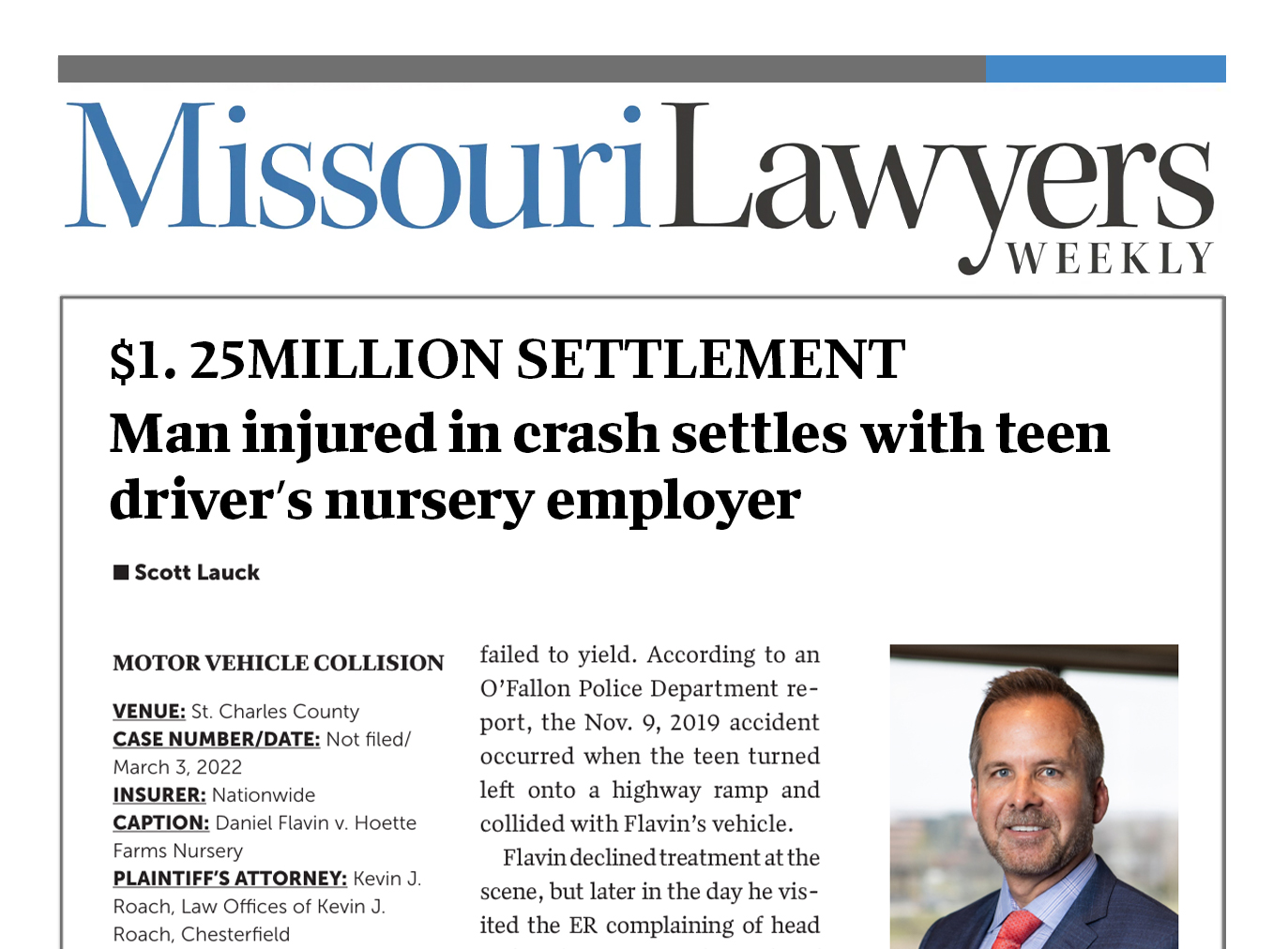 1.25 Million Settlement Man Injured in Crash Settles WIth Teen Driver's Nursery Employer