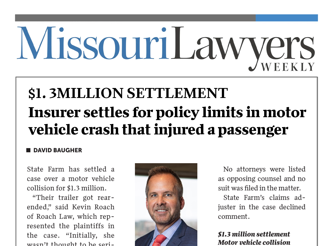 1.3 Million Settlement Insurer Settles For Policy Limits in Motor Vehicule Crash That Injured a Passenger